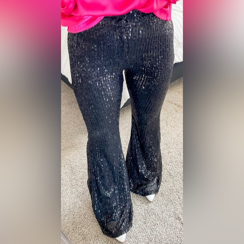 Black sequin pants